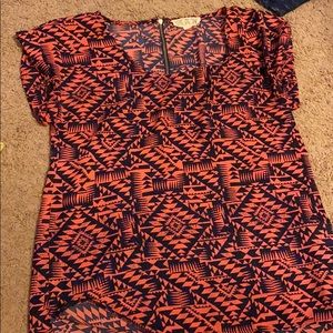 Pink and Navy Aztec Blouse